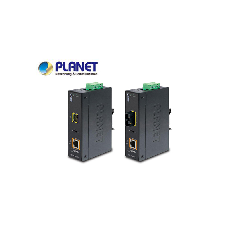 IP30 Industrial 10/100/1000Base-T to Gigabit SFP Converter with 802.3at POE+ (-40 to 75C)