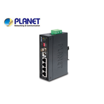 IP30 Industrial Ethernet Extender, 4-Port RJ45 (LAN), 1-Port BNC, 1-Port RJ11 (-40 to 75C)