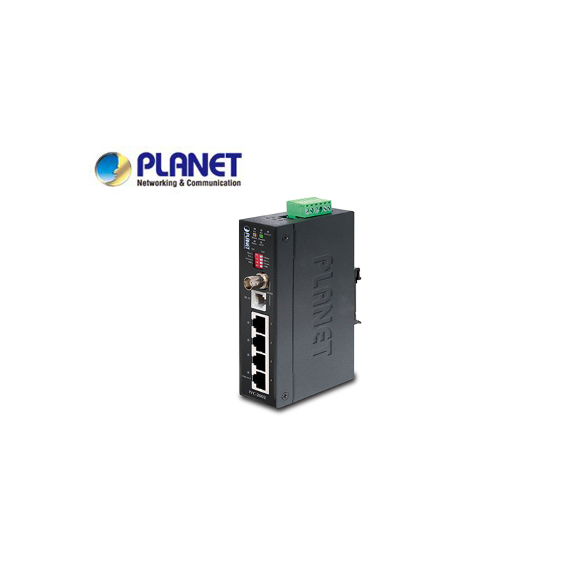 IP30 Industrial Ethernet Extender, 4-Port RJ45 (LAN), 1-Port BNC, 1-Port RJ11 (-40 to 75C)