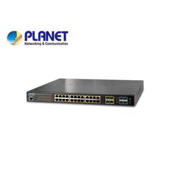 Wireless AP Controller with 24-Port 802.3at PoE+ (24 * 10/100/1000T + 4* shared 100/1000 SFP + 4*10G SFP+, 64 * APs controllable, Hardware L3 IPv4/IPv6 Static Routing, 440W PoE Budget)