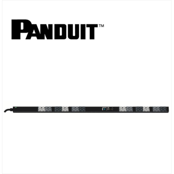 PANDUIT Monitored Input PDU 20A/16A 24xC13/C15 24xC13/15/C19/C21 IEC 60309 3P+N+E 6h IP44-3M TOP FED BLACK VERTICAL