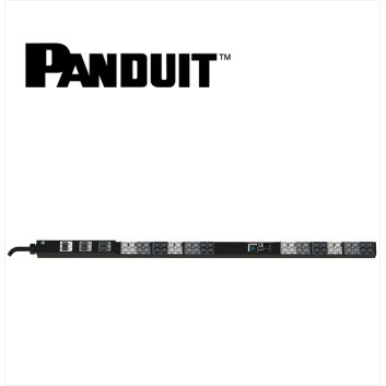 PANDUIT Monitored Input PDU 30A/32A 24xC13/C15 24xC13/15/C19/C21 IEC 60309 3P+N+E 6h IP44-3M TOP FED BLACK VERTICAL