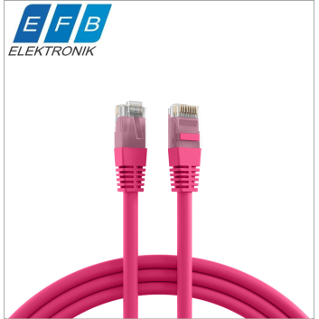 Patch cord cat.5e U/UTP, 2xRJ45, 100MHz, PVC, 0.5m magenta