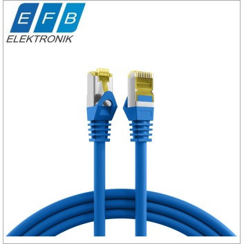 Patch cord cat.6A S/FTP, Slim design, Cat.7 raw cable, 2xRJ45, 500MHz, LSZH, 100% cupru, 0.15m albastru.