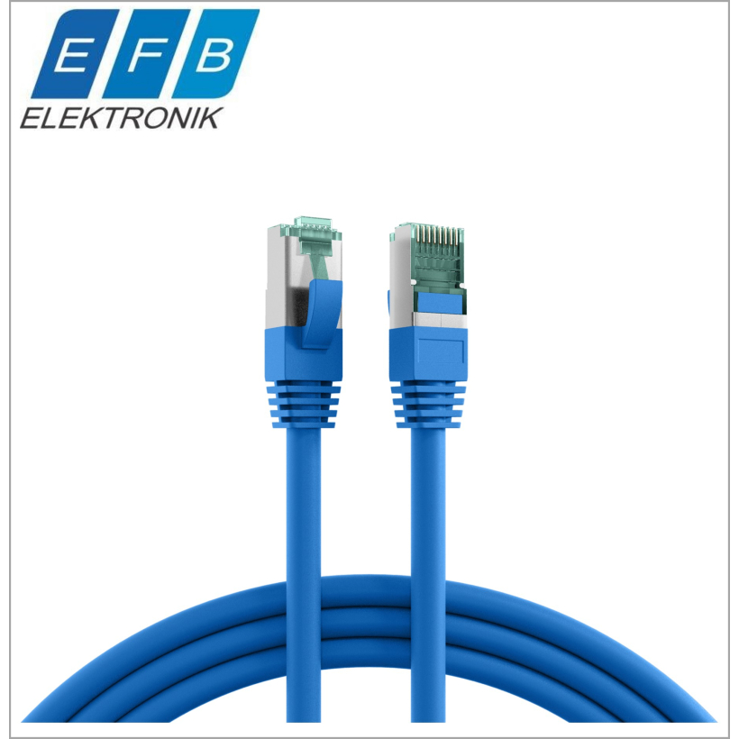 Patch cord cat.6A S/FTP, 2xRJ45, 500MHz, LSZH, 100% cupru, 0.15m albastru.