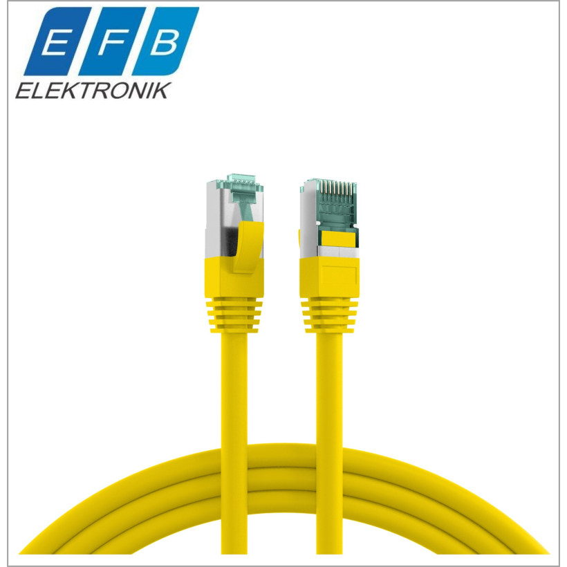 Patch cord cat.6A S/FTP, 2xRJ45, 500MHz, LSZH, 100% cupru, 0.25m galben.