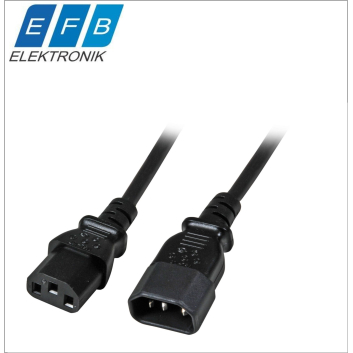 Extension Cable C14 180° - C13 180°, black, 0,5 m, 3 x 0.75 mm²