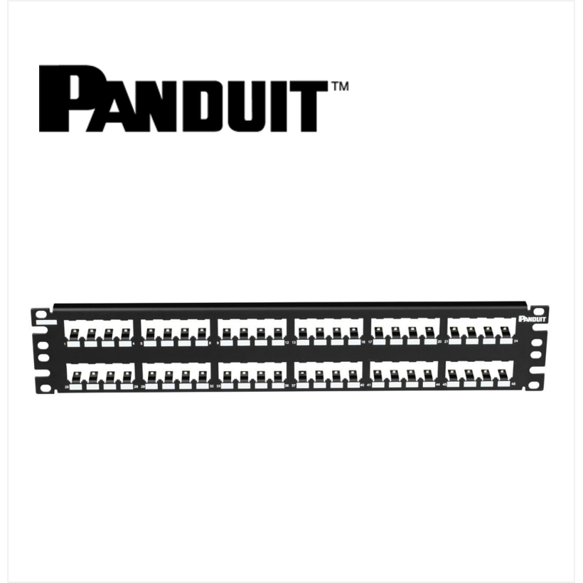 Panduit Mini-Com All Metal Shielded Patch Panel 48 Port Modular 2U Black