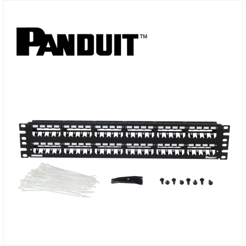 Panduit Mini-Com All Metal Shielded Patch Panel 48 port Modular 2U Black