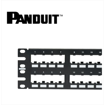 Panduit Mini-Com Patch Panel 48 Port Modular Flush Mount with Vertical Numbering System Unshielded 2U Black