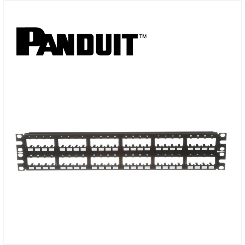 Panduit Mini-Com Patch Panel 48 Port Modular Flush Mount Unshielded 2U Black