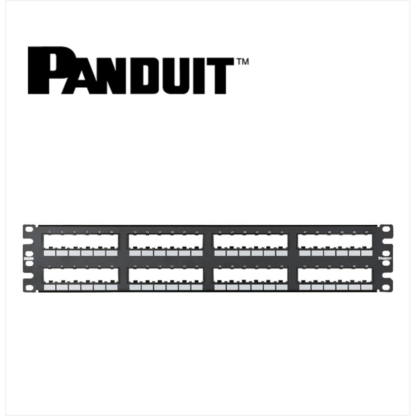 Panduit Mini-Com Patch Panel 48 Port Modular Flush Mount Unshielded 2U Black