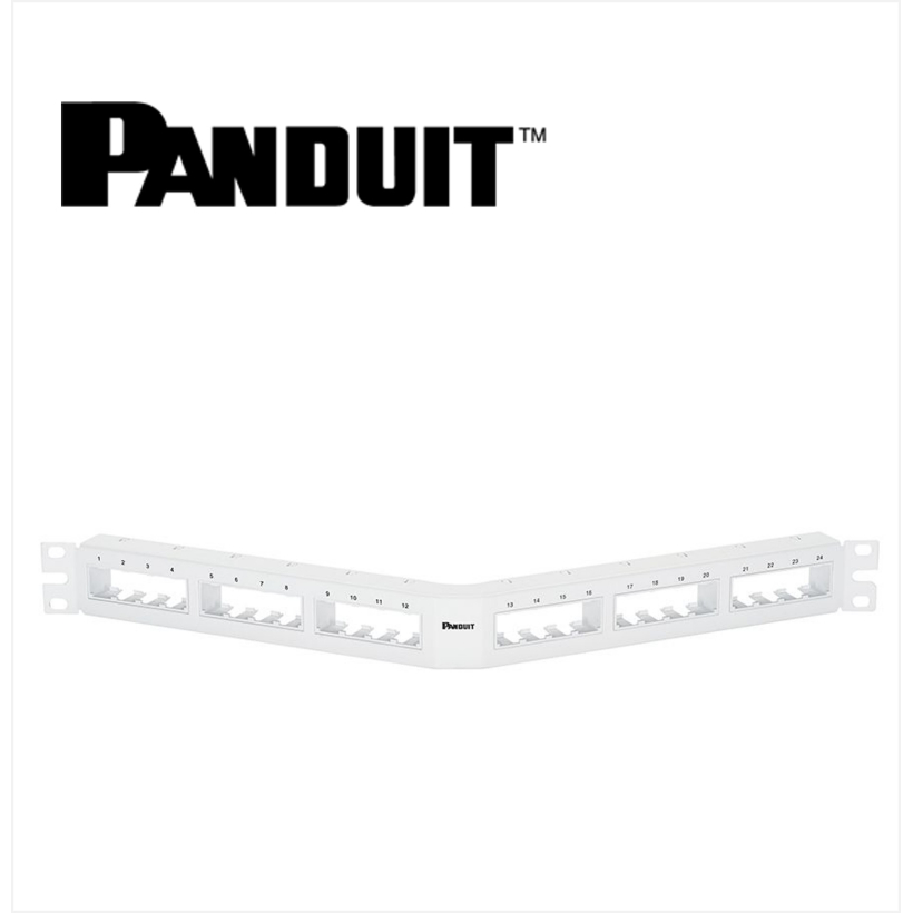 Panduit Mini-Com Angled Patch Panel 24 Port Modular Unshielded 1U White