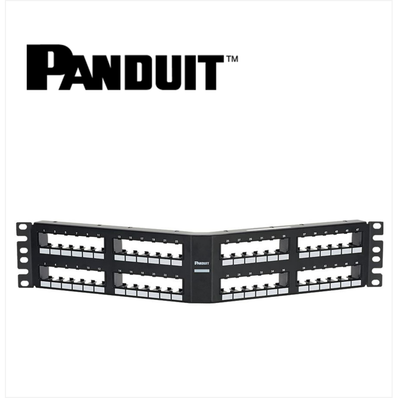 Panduit Mini-Com Angled Patch Panel 48 Port Modular Unshielded 2U Black