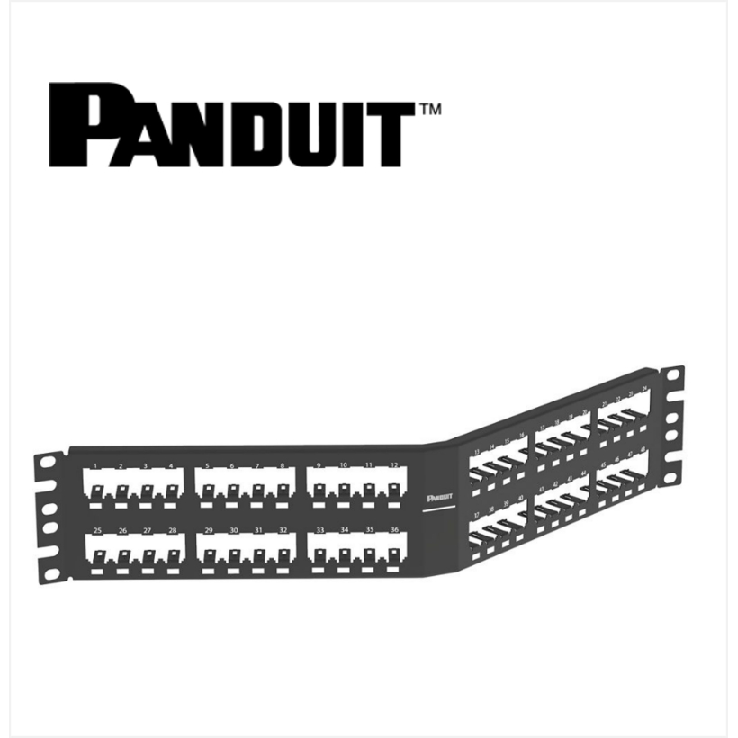 Panduit Mini-Com Angled Patch Panel 48 port Modular Shielded 2U Black