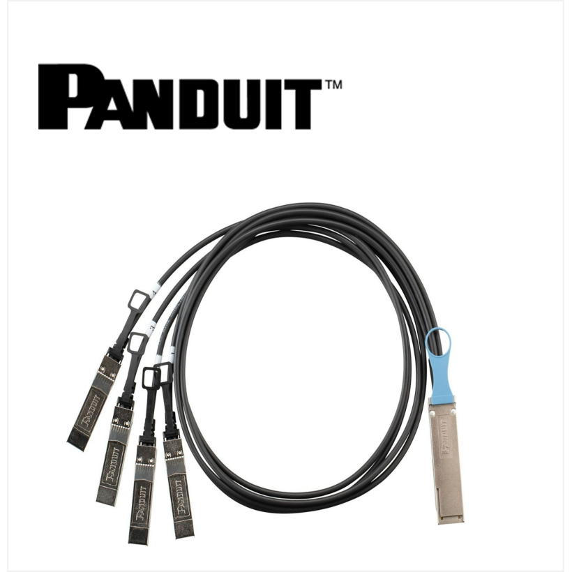 Panduit QSFP28 to 4xSFP28 Breakout Copper Cable Assembly 30 AWG Black 1m