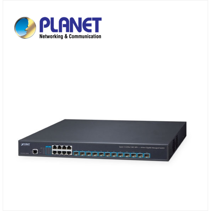 Layer 3 12-Port 10G SFP+ + 8-Port 10/100/1000T Stackable Managed Switch with Dual 100~240V AC Redundant Power