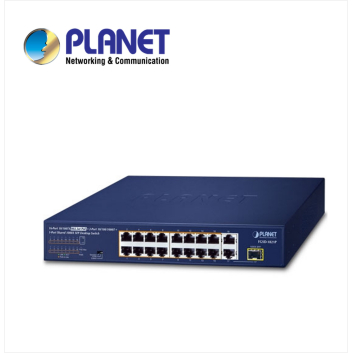 16-Port 10/100TX 802.3at PoE + 2-Port 10/100/1000T + 1-Port shared 1000X SFP Unmanaged Gigabit Ethernet Switch