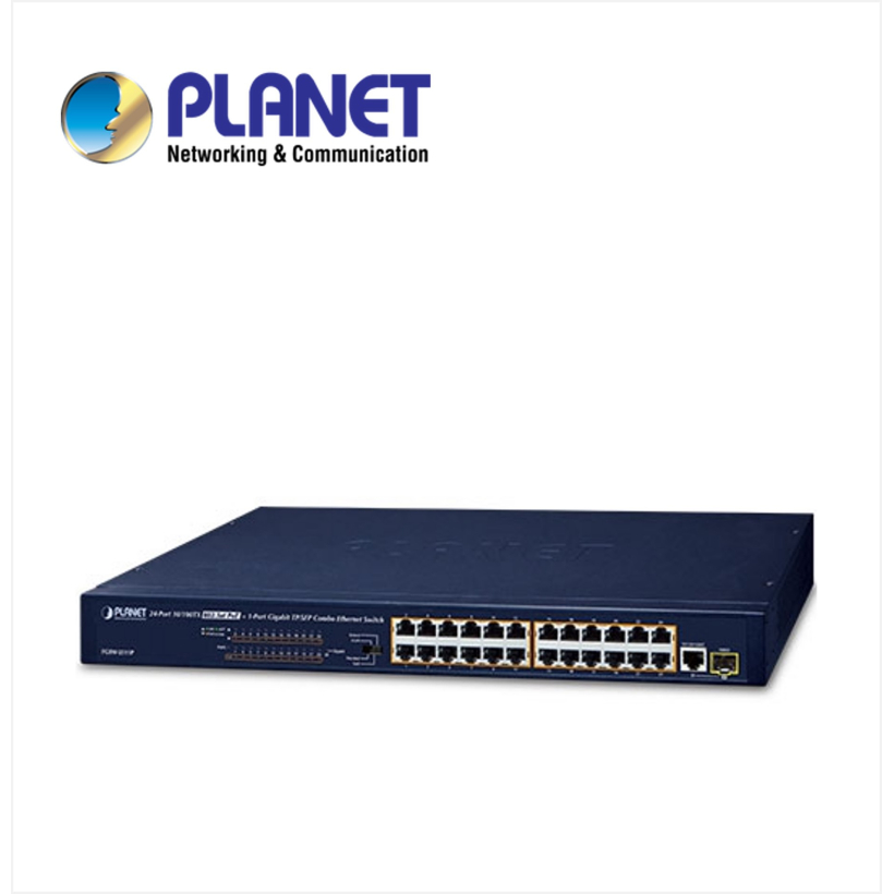 24-Port 10/100TX 802.3at PoE + 1-Port Gigabit TP/SFP combo Ethernet Switch