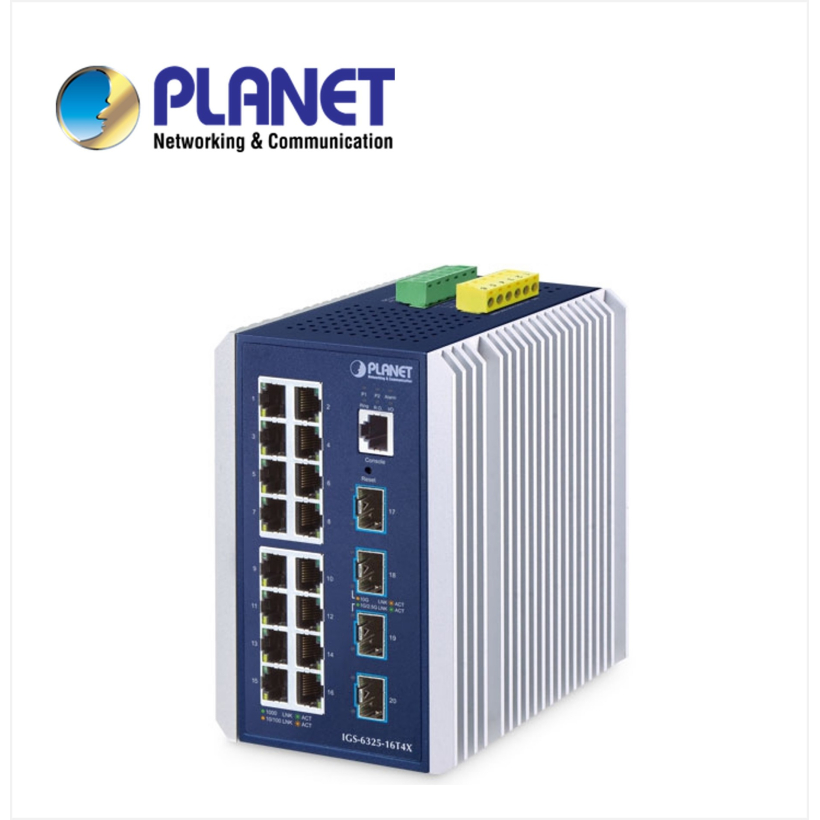 IP30 Industrial L3 16-Port 10/100/1000T + 4-Port 10G SFP+ Managed Ethernet Switch