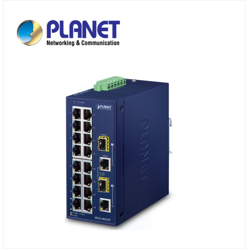 IP30 Industrial 16-Port 10/100TX + 2-Port Gigabit TP/SFP Combo Ethernet Switch