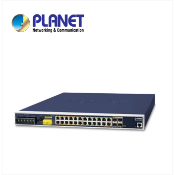 IP30 19" Rack Mountable Industrial L3 Managed PoE Switch, 24-Port 10/100/1000T 802.3at PoE with 4 shared 100/1000X