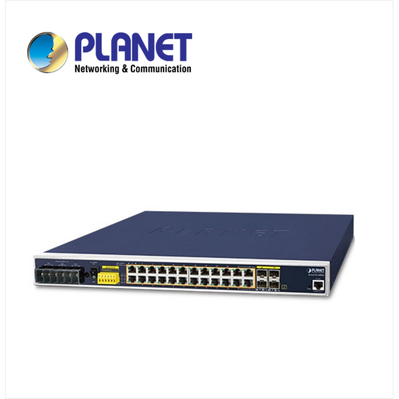 IP30 19" Rack Mountable Industrial L3 Managed PoE Switch, 24-Port 10/100/1000T 802.3at PoE with 4 shared 100/1000X