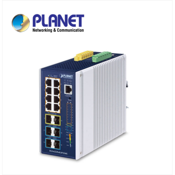 IP30 DIN-rail Industrial L3 8-Port 10/100/1000T 802.3bt PoE + 2-port 1G/2.5G SFP + 4-Port 10G SFP+ Full Managed Switch