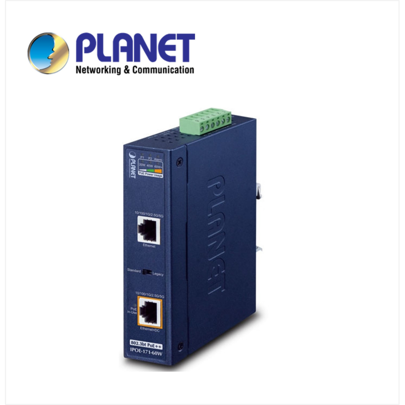 IP30, Industrial Single-Port Multi-gigabit 802.3bt PoE++ Injector