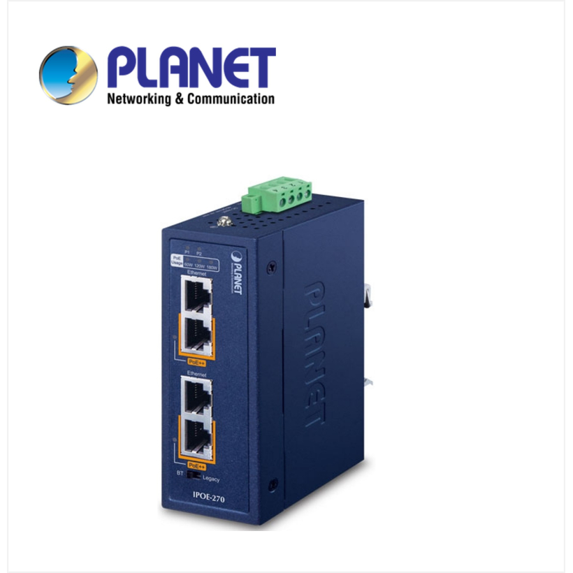 IP30 Industrial 2-Port Multi-gigabit 802.3bt PoE++ Injector