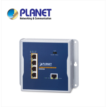 IP30 Industrial 1-Port 95W 802.3bt PoE++ to 4-Port 802.3at PoE+ Wall-mounted Extender