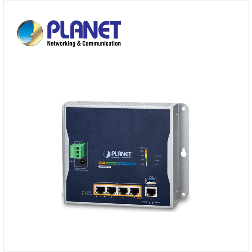 IP30 Industrial Wall-mount Gigabit Router with 4-Port 802.3at PoE+