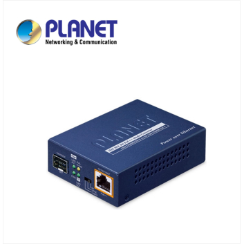 1-Port 100/1000X SFP to 1-Port 10/100/1000T 802.3bt PoE++ Media Converter