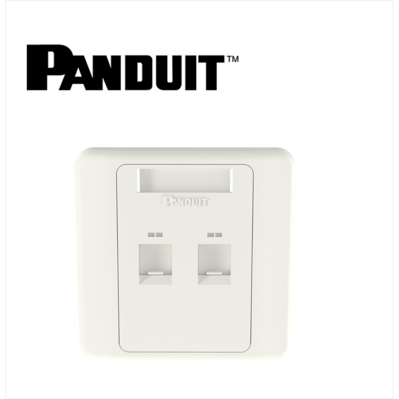 Panduit NetKey 2-port 86mm x 86mm shuttered faceplate with labels