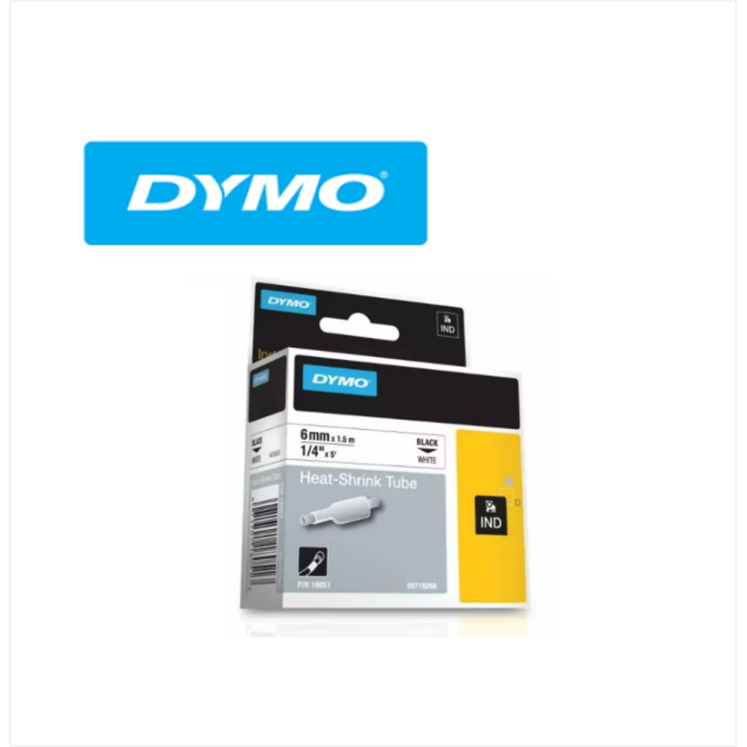Dymo ID1 Tub termocontractibil 12 mm x 1,5 m, alb