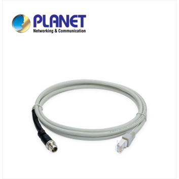8-Pin X-Coded M12 Male to RJ45 Ethernet Cat 6A (10G) Cable, 2 meters